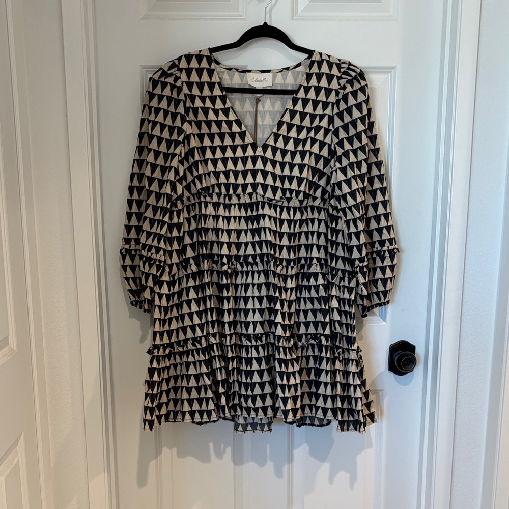 Cleobella Black and Cream Triangle Mini Dress